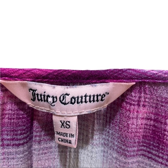Juicy Couture Pink/White Plaid Boho Pullover Top Tie Neck Sz XS - Picture 4 of 8